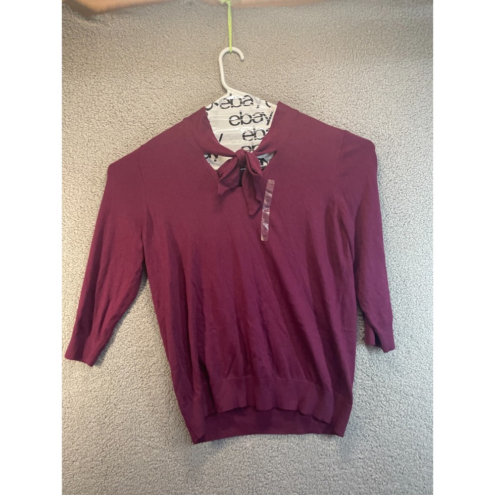 Ann Taylor Lighweight Sweater Tie at Neck,‎  Purple Size XL
